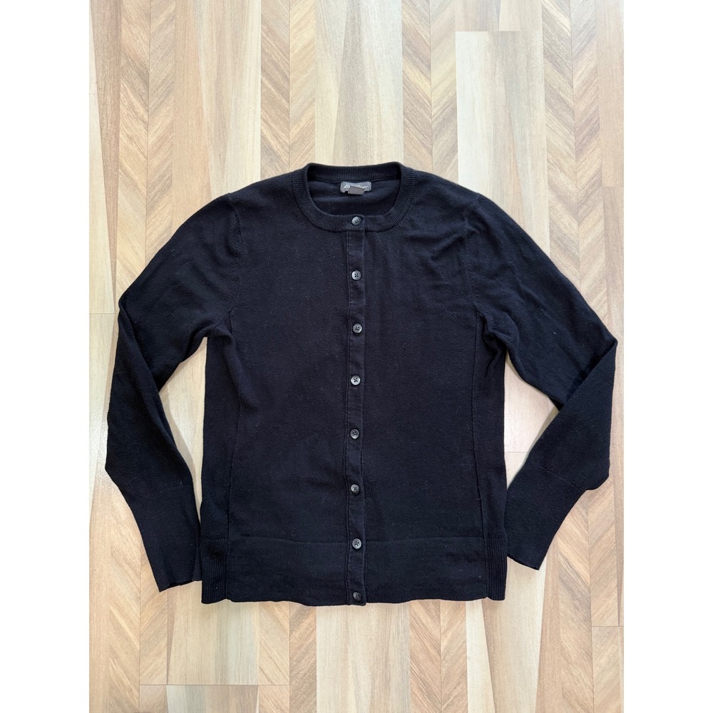 Eddie Bauer Black Button Front Cardigan Sweater Women Size S